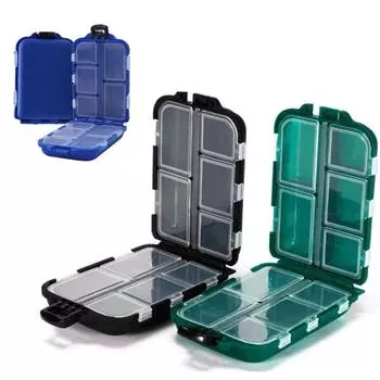 Маленький ящик для рыболовных снастей Экологичный пластиковый крючок для креветок Ящик для инструментов 10 решеток для хранения рыболовных снастей 9.5*6.5*3cm синий