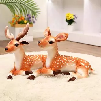 Маленький размер плюшевая игрушка с оленем, реалистичная мягкая кукла с пятнистым оленем, настоящие мягкие животные, игрушки для детей, домашний декор
