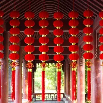 Маленький размер Весенний Фестиваль Фонарь Гирлянда Кисточкой Подвесной Фонарь Скопление Красных Фонарей Новый Год 7CM-3 Lanterns