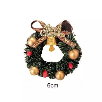 Маленький рождественский венок магнит на холодильник рождественский праздничный магнит на холодильник украшение игрушечный домик миниатюрная модель сцены зелёный