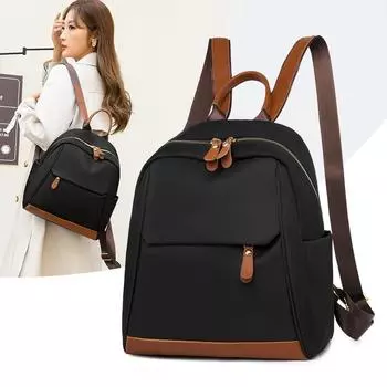 Маленький рюкзак Большой емкости Открытый дорожный рюкзак Женская сумка через плечо Блок-цветной рюкзак чёрный