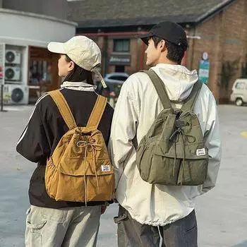 Маленький рюкзак двойного назначения для женщин, дорожный рюкзак со шнурком, легкий школьный рюкзак для студентов и школьников чёрный