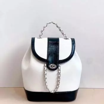 Маленький рюкзак с цепочкой для ароматов из коровьей кожи, винтажная сумка через плечо, винтажный серебряный школьный рюкзак One Size чёрный