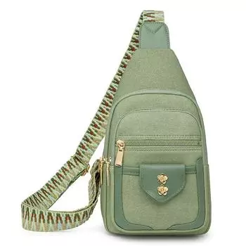 Маленький рюкзак-слинг для женщин Сумки через плечо Сумки-слинги с регулируемым ремнем Сумка-тоут через плечо Женская сумка-рюкзак Поясная сумка на грудь зелёный