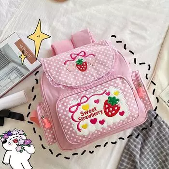 Маленький рюкзак Sweet Strawberry, женские школьные сумки двойного назначения для девочек-подростков, студенческие Kawaii, мини-рюкзаки для путешествий, рюкзак CHINA