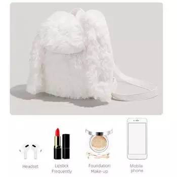 Маленький рюкзак Yousheng с регулируемым ремешком, большая вместимость, легко моется, пушистая сумка для хранения, плюшевый рюкзак белый