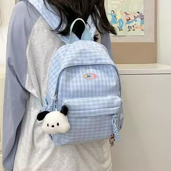 Маленький рюкзак женский клетчатый школьный рюкзак для средней школы, студенческий рюкзак для кампуса жёлтый