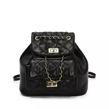 Маленький рюкзак женский новый мини ромбовидный рюкзак-цепочка ретро мода повседневный универсальный рюкзак тренд чёрный