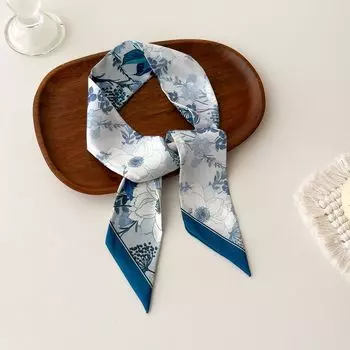 Маленький шелковый шарф с принтом в тонкую и узкую полоску, многоцелевой узкий шарф, корейский популярный женский маленький шарф, оригинальный стример 7*100cm