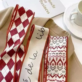 Маленький шелковый шарф, женская тонкая повязка на голову из лент на весну и лето, резинка для волос, украшение для сумки, длинный шарф.