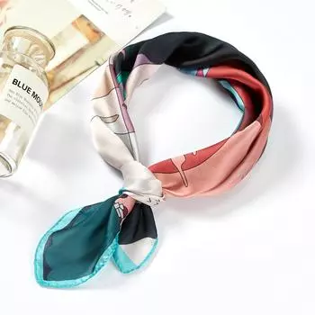 Маленький шелковый шарф, женский весенне-летний новый шейный шарф, универсальный принт, маленький квадратный шарф, подарочный шелковый шарф 53*53