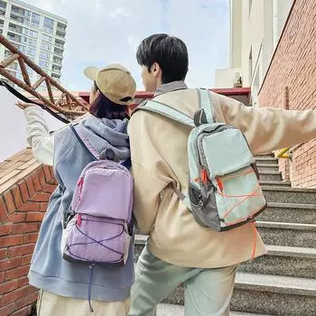 Маленький школьный женский рюкзак с завязками на шнурке, легкий дорожный мини-рюкзак Small чёрный