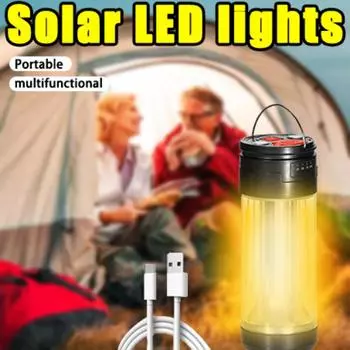 Маленький солнечный светодиодный фонарь, перезаряжаемый уличный фонарь, водонепроницаемый портативный многофункциональный светильник, аварийное освещение, лампы для кемпинга 1PCS-5W