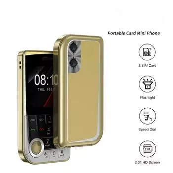 Маленький сотовый телефон 2 SIM-карты камера фонарик MP3 FM Magic Voice 2.01 дисплей 2G GSM кнопочные мобильные телефоны Without TF card золотой