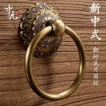 Маленький старинный дверной молоток с кольцом, латунная старая ручка для шкафа, классические ворота, круглая ручка, ретро-дверной молоток для входа, домашний декор