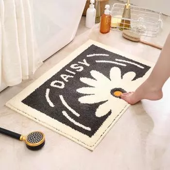 Маленький стеганый коврик для пола с маргаритками, коврик для двери в ванную, нескользящий коврик для ванной, впитывающий коврик для ног 38x58cm