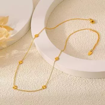 Маленький стиль Цветочная ключичная цепочка темперамент элегантный дизайн титановая сталь покрытая 18-каратным золотом нишевое ожерелье для женщин