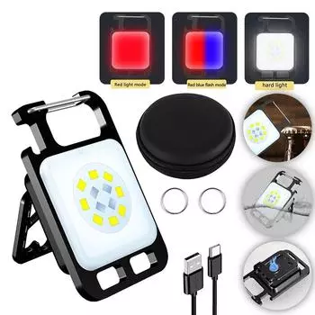 Маленький светодиодный фонарик COB, перезаряжаемый брелок COB, рабочий светильник, USB аккумуляторный фонарик для кемпинга на открытом воздухе 1 PCS белый