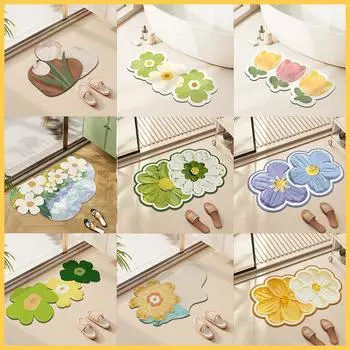 Маленький свежий цветочный диатомовый коврик для ванной комнаты, милый цветочный нескользящий коврик для ванной комнаты, быстросохнущий впитывающий коврик 40*60cm