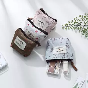 Маленький свежий цветочный кошелек для монет, мини-сумка из мультяшного холста, сумка для ключей, сумка для монет #C0ANT# бежевый/белый