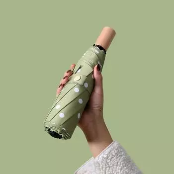 Маленький свежий деревянный зонт с тройным сложением из винила, мужской и женский деловой зонт, простой ретро-зонт с кисточкой, зонтик 21 inch * 8k