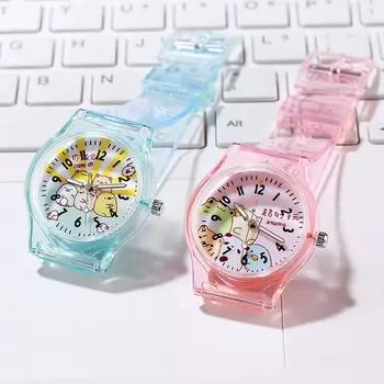 Маленький свежий и простой милый детский цифровой прозрачный ремешок для часов с героями мультфильмов белый