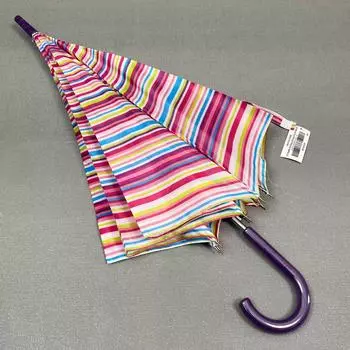 Маленький свежий стиль в радужную полоску! Автоматический взрослый студенческий ветрозащитный зонт с длинной ручкой