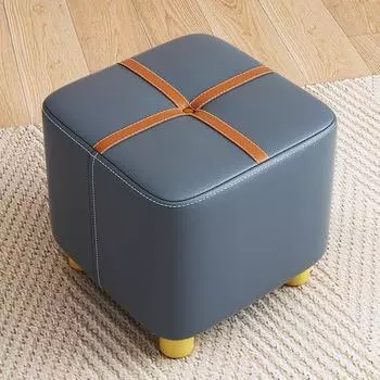 Маленький табурет для дома, низкий табурет для гостиной, диван, простая подставка для ног, простой журнальный столик, легкий роскошный кожаный табурет для сменной обуви темно-синий