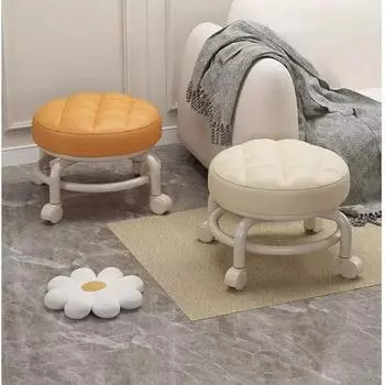 Маленький табурет для дома, вращающийся на 360°, низкий табурет с универсальными колесами, детский табурет, пеленальный столик, удобное ленивое кресло чёрный