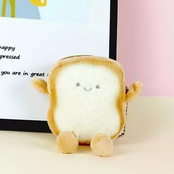 Маленький тост плюшевый кошелек для монет Мини тост кошелек для монет Милый плюшевый кошелек для женщин коричневый