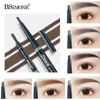 Маленький треугольный карандаш для бровей очень тонкого цвета. Легко наносится. Автоматический вращающийся двусторонний карандаш для бровей с насадкой-кистью.