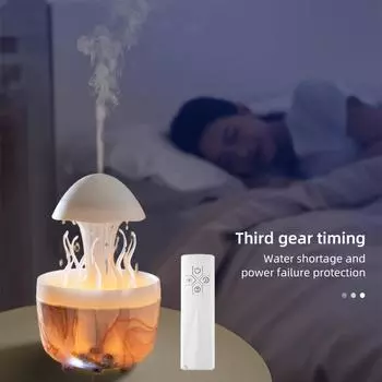 Маленький увлажнитель воздуха с ночной подсветкой, диффузор эфирных масел с меняющимися цветами, 300 мл, имитирующий капли дождя для занятий йогой и спа, новоселья белый