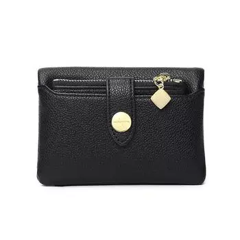 Маленький женский кошелек и кошелек Женский кошелек с ремешком для монет чёрный
