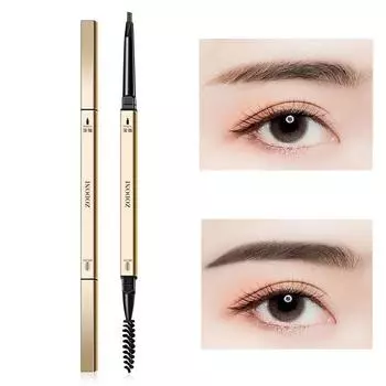Маленький золотой слиток, трехмерное моделирование, эскиз, карандаш для бровей, водостойкий, натуральный, чрезвычайно тонкий, треугольный, двусторонний карандаш для бровей темно-коричневого