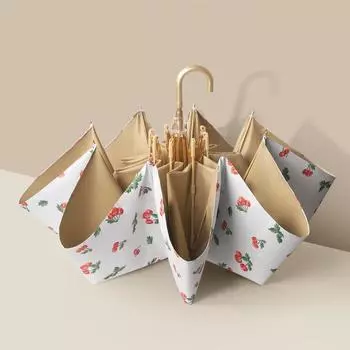 Маленький зонт с золотой U-образной ручкой, анти-УФ-зонт Paraguas, 8 ребер, зонт от солнца, ветрозащитный, 3 складных портативных зонта для женщин