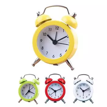 Маленький звуковой будильник, классический двойной колокольчик, металлический основной корпус чёрный