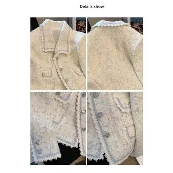 Маленькое ароматное пальто с лацканами и пуговицами для женщин, осенняя новая французская мода, темпераментный короткий топ, куртка S