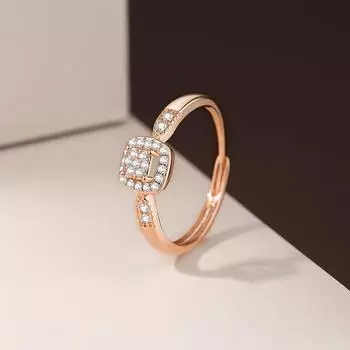 Маленькое кольцо в форме кубика сахара, женское, легкое, роскошное, нишевое, открытое кольцо