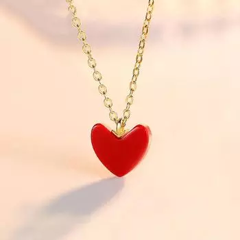 Маленькое красное сердечко, женская цепочка на ключицу, кулон «Темпераментная любовь», модная простая цепочка на шею