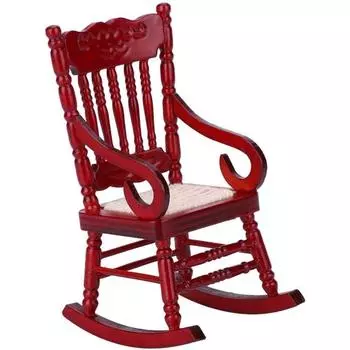 Маленькое кресло-качалка для кукольного домика, 1:12 миниатюрных кукольных домиков, винтажная деревянная модель, плетение кресла-качалки для кукольного домика, аксессуары, декор, игрушки 10*5*5cm красный