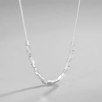 Маленькое квадратное ожерелье из стерлингового серебра 925 пробы, женское летнее светлое роскошное нишевое дизайнерское простое украшение, цепочка на ключицу
