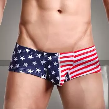 Маленькое мужское нижнее белье с плоскими углами на День независимости, мягкое, удобное, дышащее, мужское нижнее белье L красный