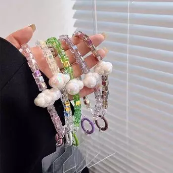 Маленькое облако кристалл бусины ремешок на запястье цепочка для мобильного телефона шнурок для мобильного телефона цепочка для сумки белый