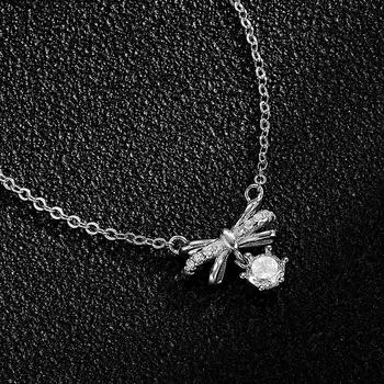 Маленькое ожерелье-бабочка из стерлингового серебра S925 для женщин, милое свежее полное бриллиантовое микро-инкрустированное цирконием цепочка на ключицу, серебряные ювелирные изделия 925