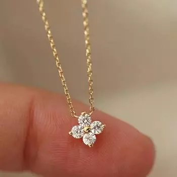 Маленькое ожерелье с изображением клевера из стерлингового серебра S925, женская позолоченная цепочка на ключицы, свет, роскошный стиль, расширенный дизайн, смысл меньшинства