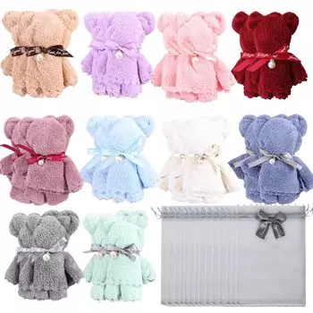 Маленькое подарочное полотенце в виде медведя, носовой платок, подарок на пенсию, Маленькое подарочное полотенце, милое, индивидуально упакованное в 10 цветов, небольшой подарок, свадебный подарок на возвращение