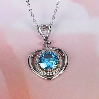 Маленькое прозрачное ожерелье с подвеской из серебра S925 с сапфиром 925 silver белый