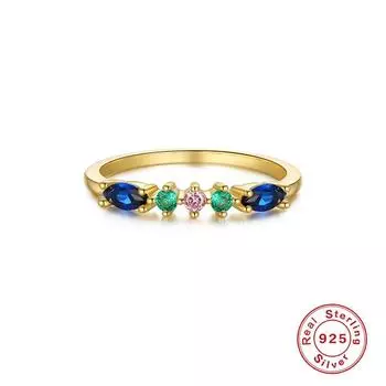 Маленькое свежее и милое кольцо из стерлингового серебра 925 пробы, кольцо-сокровище бирюзового цвета, кольцо Mori Matching Tail Ring No. 6