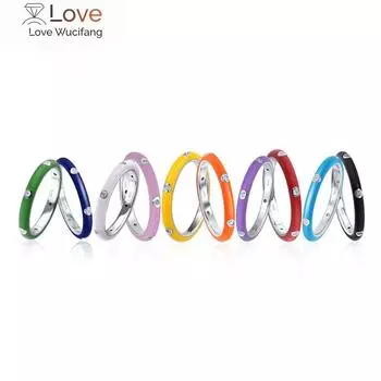 Маленькое свежее красочное радужное Cz вечность стекируемое модное кольцо для дам свадебная вечеринка помолвка день рождения ювелирные изделия подарок 8