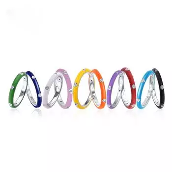 Маленькое свежее красочное радужное Cz вечность стекируемое модное кольцо для дам свадебная вечеринка помолвка день рождения ювелирные изделия подарок 8